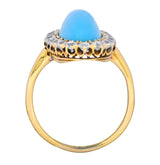 Victorian Tiffany & Co. 2.00 CTW Diamond Turquoise 18 Karat Gold Cluster Ring Circa 1880 - Wilson's Estate Jewelry