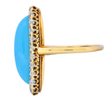 Victorian Tiffany & Co. 2.00 CTW Diamond Turquoise 18 Karat Gold Cluster Ring Circa 1880 - Wilson's Estate Jewelry