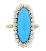Victorian Tiffany & Co. 2.00 CTW Diamond Turquoise 18 Karat Gold Cluster Ring Circa 1880 - Wilson's Estate Jewelry