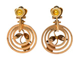 Victorian Turquoise 10 Karat Tri-Gold Floral Earrings - Wilson's Estate Jewelry