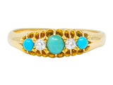 Victorian Turquoise Diamond 18 Karat Yellow Gold Band Ring - Wilson's Estate Jewelry