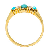 Victorian Turquoise Diamond 18 Karat Yellow Gold Band Ring - Wilson's Estate Jewelry