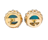 Victorian Turquoise Rose Cut Diamond 18 Karat Gold Cluster Earrings - Wilson's Estate Jewelry