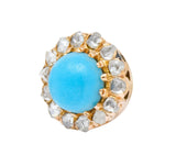 Victorian Turquoise Rose Cut Diamond 18 Karat Gold Cluster Earrings - Wilson's Estate Jewelry