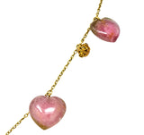 Victorian Watermelon Tourmaline 14 Karat Gold Heart Station Necklace Wilson's Estate Jewelry