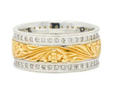 Vintage 0.40 CTW Diamond 14 Karat Two-Tone Gold Floral Band Ring - Wilson's Estate Jewelry