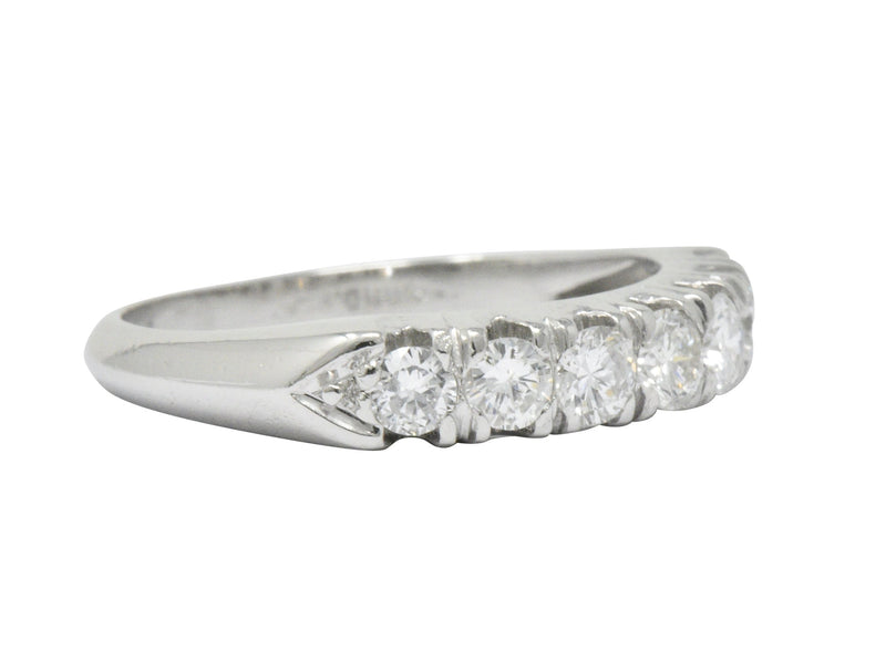 Vintage 0.75 CTW Seven Diamond Platinum Stackable Ring Wilson's Estate Jewelry
