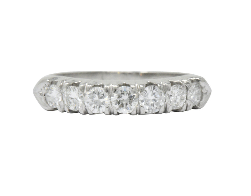 Vintage 0.75 CTW Seven Diamond Platinum Stackable Ring Wilson's Estate Jewelry