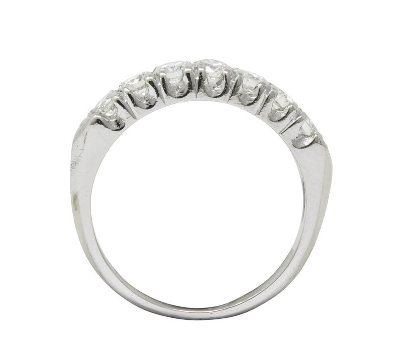 Vintage 0.75 CTW Seven Diamond Platinum Stackable Ring Wilson's Estate Jewelry