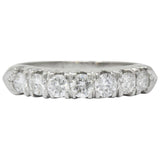 Vintage 0.75 CTW Seven Diamond Platinum Stackable Ring Wilson's Estate Jewelry