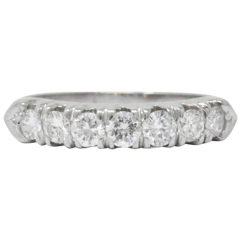 Vintage 0.75 CTW Seven Diamond Platinum Stackable Ring Wilson's Estate Jewelry