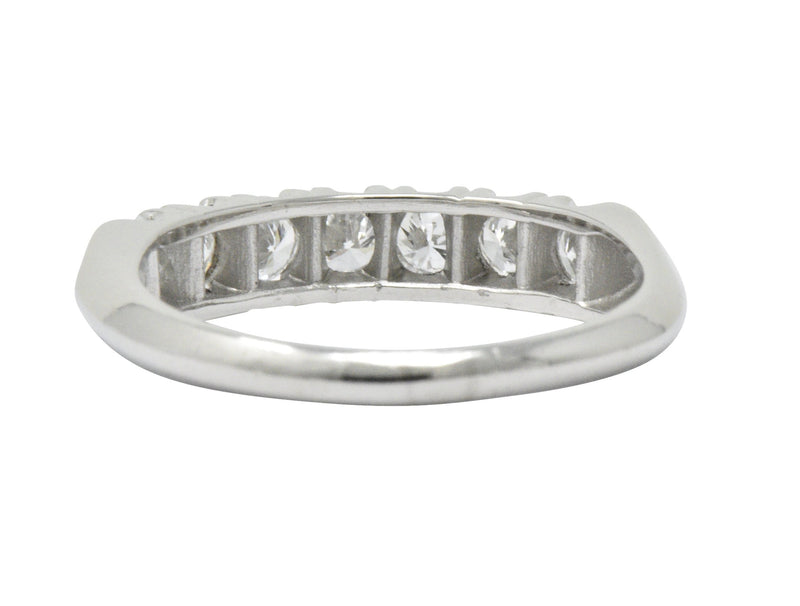 Vintage 0.75 CTW Seven Diamond Platinum Stackable Ring Wilson's Estate Jewelry
