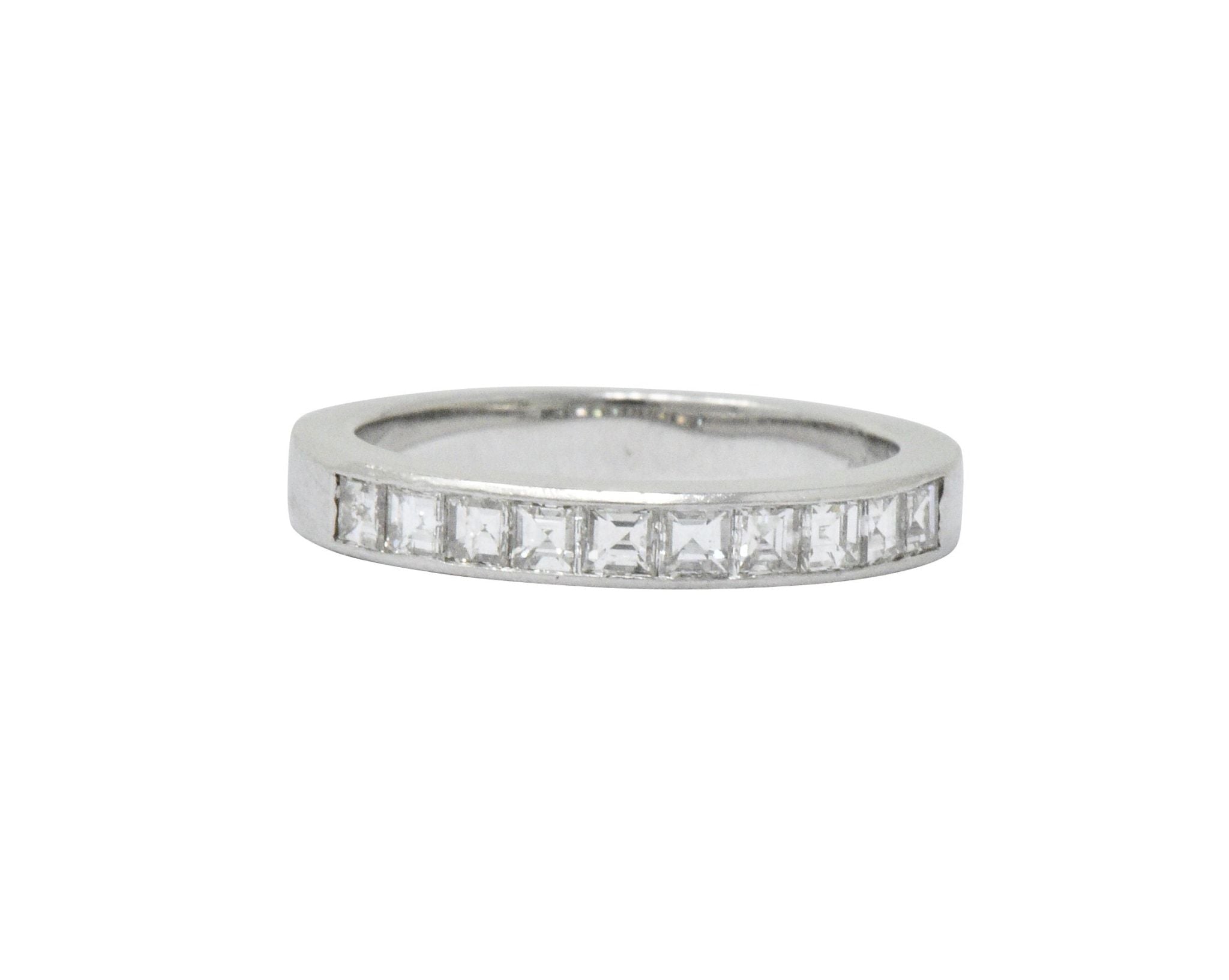 Vintage 1.00 CTW Diamond Platinum Stackable Band Ring Wilson's Estate Jewelry