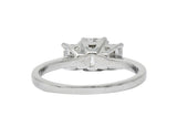 Vintage 1.40 CTW Emerald Cut Diamond Platinum Three Stone Engagement Ring Wilson's Estate Jewelry