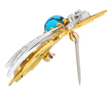 Vintage 1.71 CTW Diamond Turquoise Enamel Platinum 18 Karat Gold Insect Brooch - Wilson's Estate Jewelry