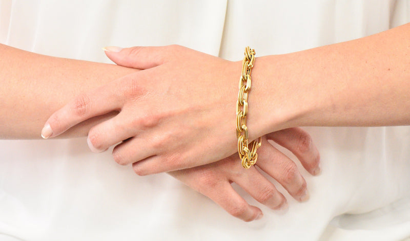 Vintage 18 Karat Gold Elongated Link Bracelet - Wilson's Estate Jewelry
