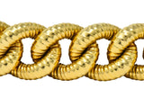Vintage 18 Karat Gold Textured Curb Link Bracelet - Wilson's Estate Jewelry