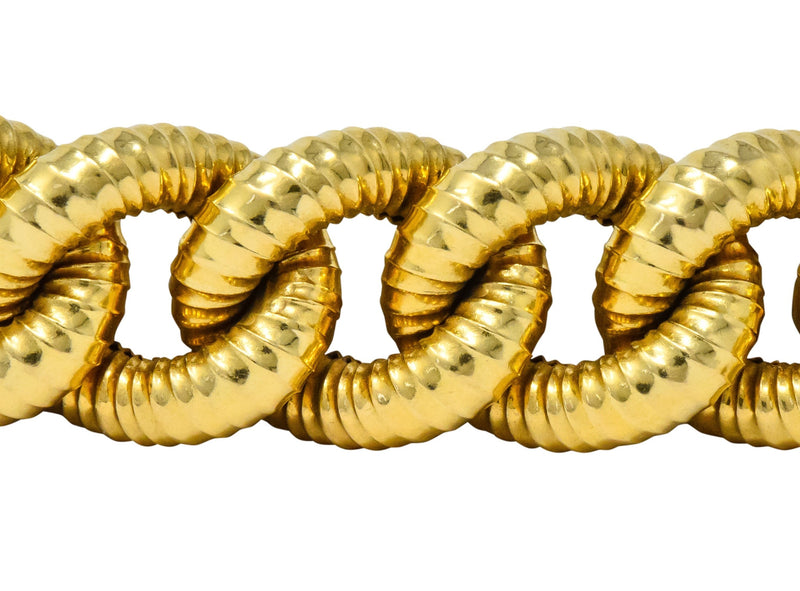 Vintage 18 Karat Gold Textured Curb Link Bracelet - Wilson's Estate Jewelry