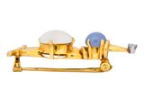 Vintage Opal Sapphire Diamond 18 Karat Gold Jester Brooch Wilson's Estate Jewelry