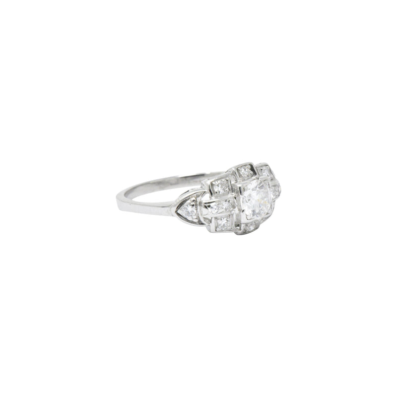 Art Deco 0.70 CTW Diamond Platinum Geometric Engagement Ring Wilson's Estate Jewelry