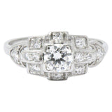 Art Deco 0.70 CTW Diamond Platinum Geometric Engagement Ring Wilson's Estate Jewelry
