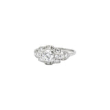 Art Deco 0.70 CTW Diamond Platinum Geometric Engagement Ring Wilson's Estate Jewelry