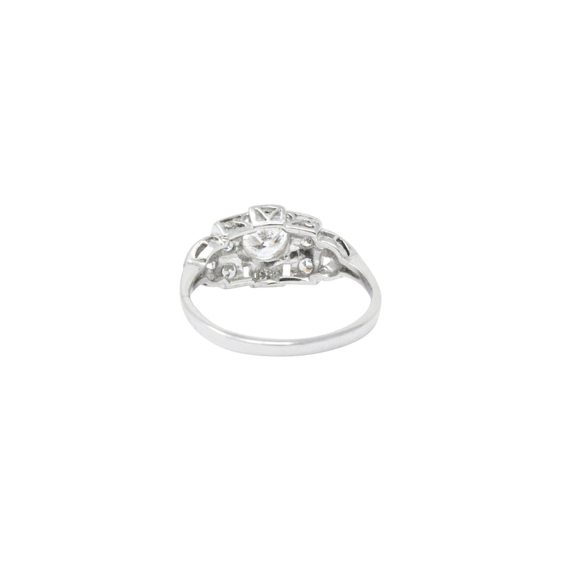 Art Deco 0.70 CTW Diamond Platinum Geometric Engagement Ring Wilson's Estate Jewelry