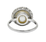 Vintage 1960’s 0.50 CTW Diamond Cultured Pearl Platinum Ring Wilson's Estate Jewelry