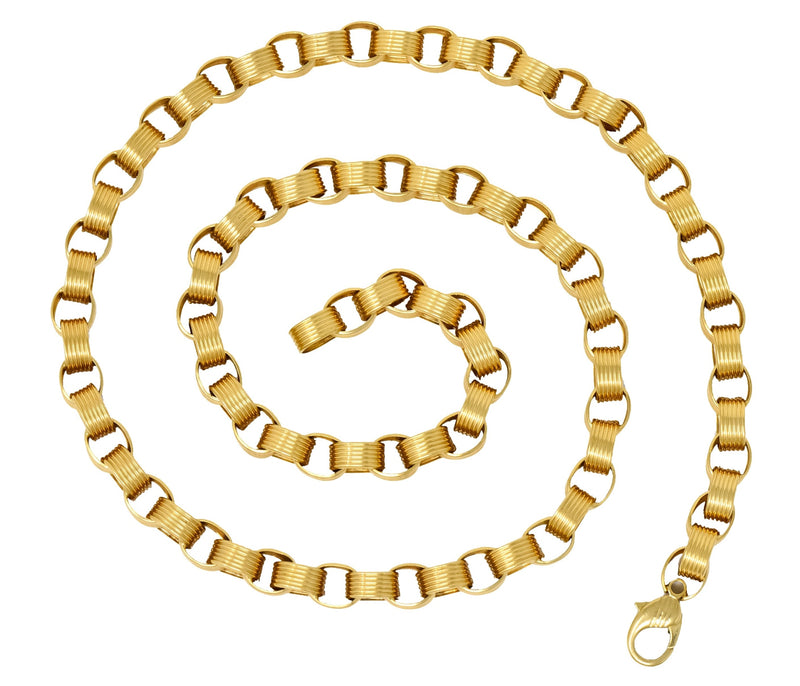 Vintage 1960's 18 Karat Yellow Gold Large Linked Rolo Chain Necklace - Wilson's Estate Jewelry
