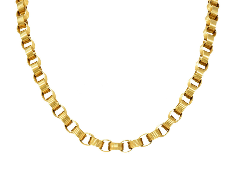 Vintage 1960's 18 Karat Yellow Gold Large Linked Rolo Chain Necklace - Wilson's Estate Jewelry