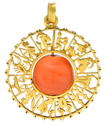 Vintage 1960's Coral 18 Karat Yellow Gold Zodiac Articulated Pendant - Wilson's Estate Jewelry