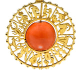 Vintage 1960's Coral 18 Karat Yellow Gold Zodiac Articulated Pendant - Wilson's Estate Jewelry