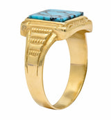 Vintage 1960's Turquoise 14 Karat Gold Square Ring - Wilson's Estate Jewelry