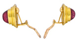 Vintage 1980's Elizabeth Locke Pink Tourmaline 19 Karat Gold Ear-Clip Earrings - Wilson's Estate Jewelry