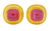 Vintage 1980's Elizabeth Locke Pink Tourmaline 19 Karat Gold Ear-Clip Earrings - Wilson's Estate Jewelry