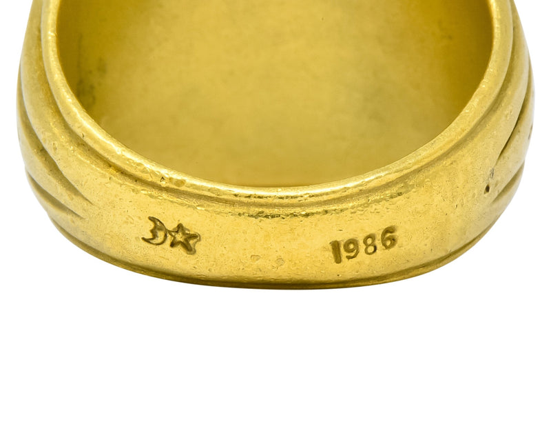Vintage 1986 Kieselstein Cord Carnelian 18 Karat Gold Signet Ring - Wilson's Estate Jewelry