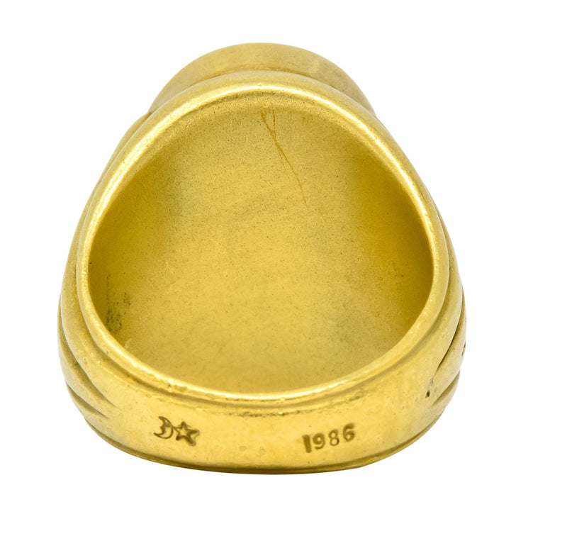 Vintage 1986 Kieselstein Cord Carnelian 18 Karat Gold Signet Ring - Wilson's Estate Jewelry