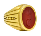 Vintage 1986 Kieselstein Cord Carnelian 18 Karat Gold Signet Ring - Wilson's Estate Jewelry