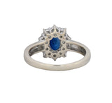 Vintage 2.15 CTW Sapphire Diamond 18 Karat White Gold Cluster Ring Wilson's Estate Jewelry