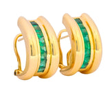 Vintage 2.40 CTW Emerald 14 Karat Yellow Gold J Hoop Earrings - Wilson's Estate Jewelry
