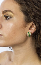 Vintage 4.00 CTW Diamond Emerald 18 Karat Gold Earrings - Wilson's Estate Jewelry