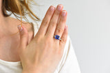 Vintage 4.11 CTW Unheated Ceylon Sapphire & Diamond Palladium Alternative Ring AGL Wilson's Estate Jewelry