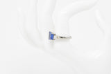 Vintage 4.11 CTW Unheated Ceylon Sapphire & Diamond Palladium Alternative Ring AGL Wilson's Estate Jewelry