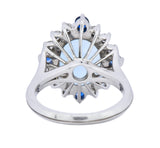 Vintage 4.14 CTW Aquamarine Diamond Sapphire 18 Karat White Gold Cluster Ring - Wilson's Estate Jewelry