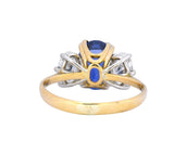 Vintage 4.22 CTW No Heat Natural Sapphire Diamond 18 Karat Gold Ring AGL Wilson's Estate Jewelry