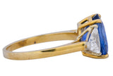 Vintage 6.80 CTW Ceylon Sapphire Diamond 18 Karat Gold Ring GIA Wilson's Estate Jewelry