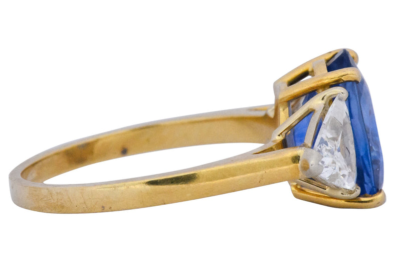 Vintage 6.80 CTW Ceylon Sapphire Diamond 18 Karat Gold Ring GIA Wilson's Estate Jewelry