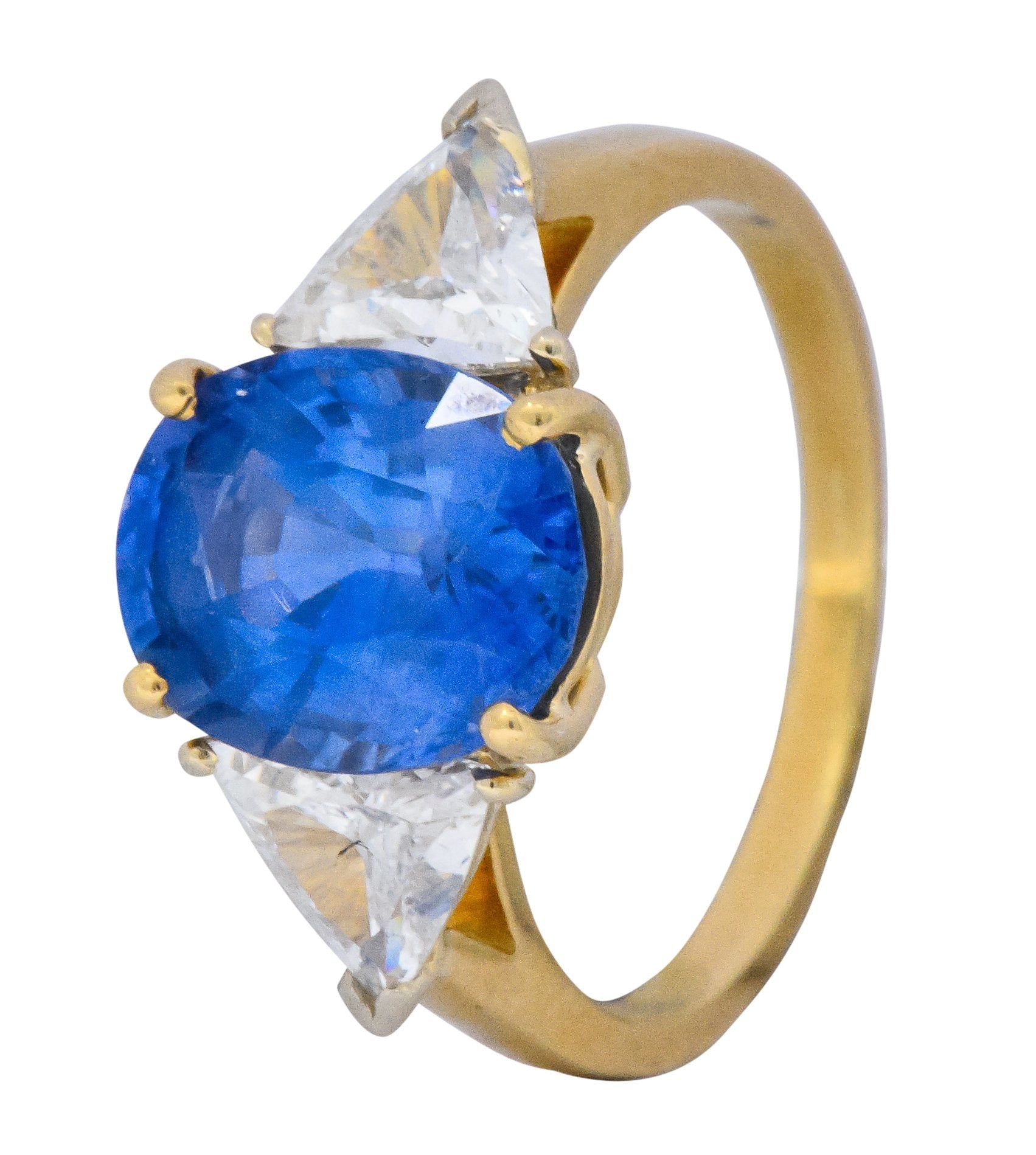 Vintage 6.80 CTW Ceylon Sapphire Diamond 18 Karat Gold Ring GIA Wilson's Estate Jewelry