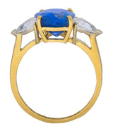 Vintage 6.80 CTW Ceylon Sapphire Diamond 18 Karat Gold Ring GIA Wilson's Estate Jewelry