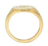 Vintage 9 Karat Yellow Gold British Signet Unisex Monogram Ring - Wilson's Estate Jewelry